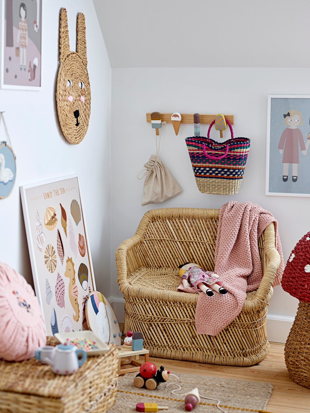 Bloomingville MINI Hasham Spielset Lebensmittelgeschäft Rotes Sperrholz