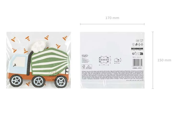 Servietten Betonmischer, 16x13 cm, mix