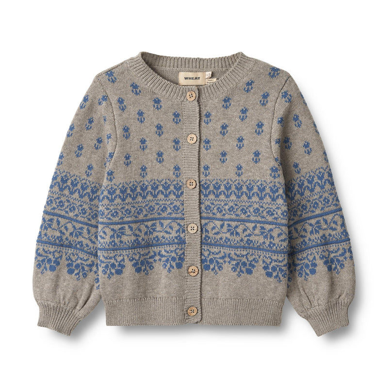 [Wheat] Jacquard Cardigan Vikki - Warm Grey Melange