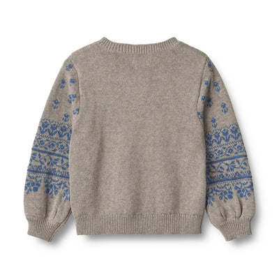 [Wheat] Jacquard Cardigan Vikki - Warm Grey Melange