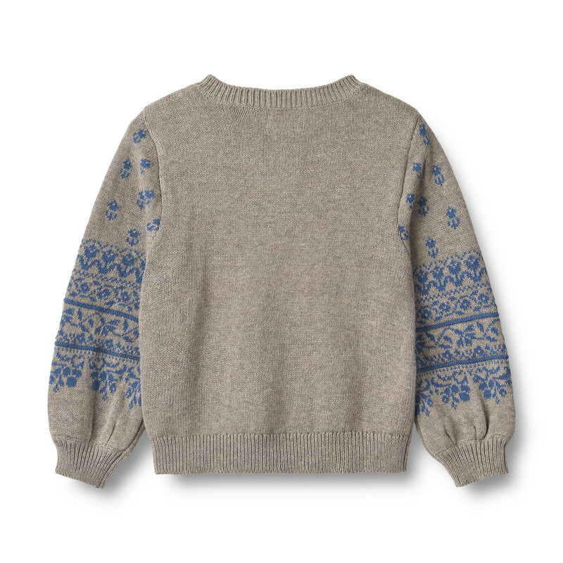 [Wheat] Jacquard Cardigan Vikki - Warm Grey Melange