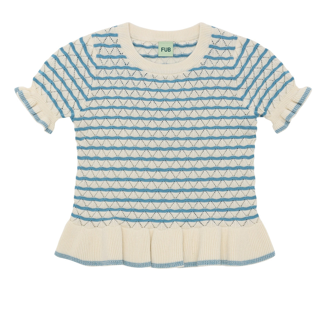 [Fub] Pointelle Tee - Ecru/Sea