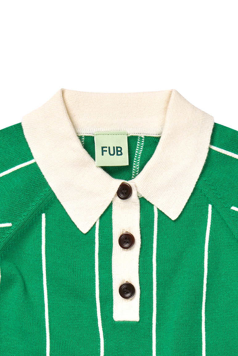 [Fub] Striped Polo - Basil / Ecru