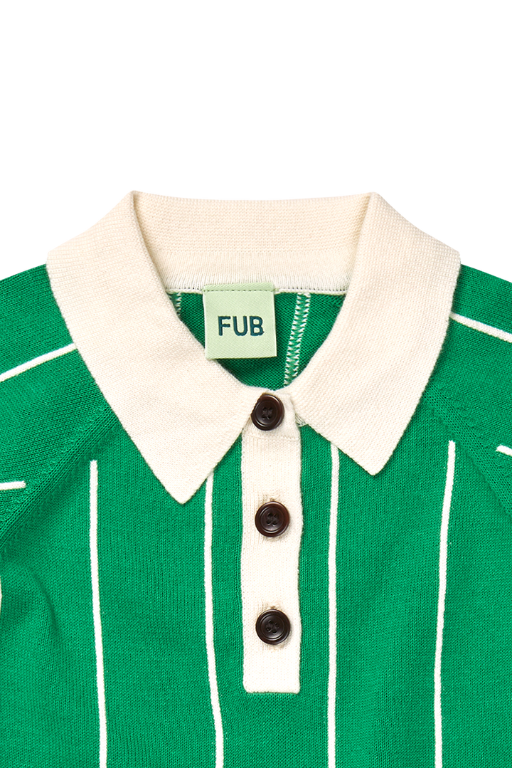 [Fub] Striped Polo - Basil / Ecru