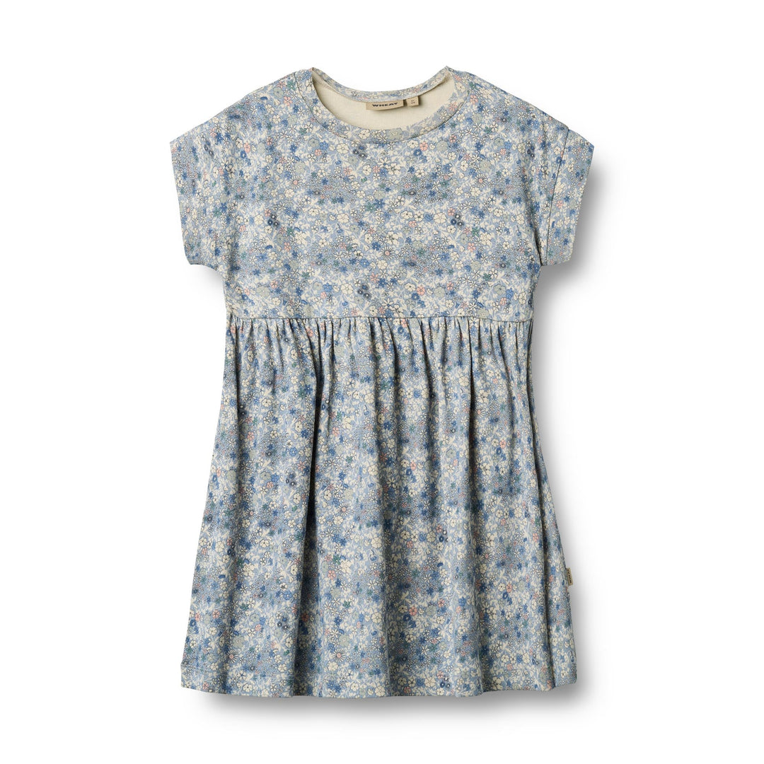 [Wheat] Jersey Dress S/S Emilie - Blue Summer Flowers
