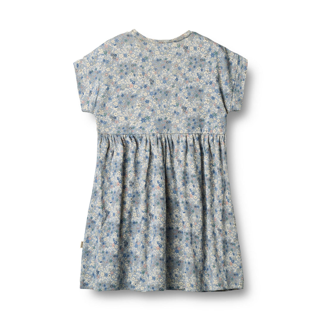 [Wheat] Jersey Dress S/S Emilie - Blue Summer Flowers