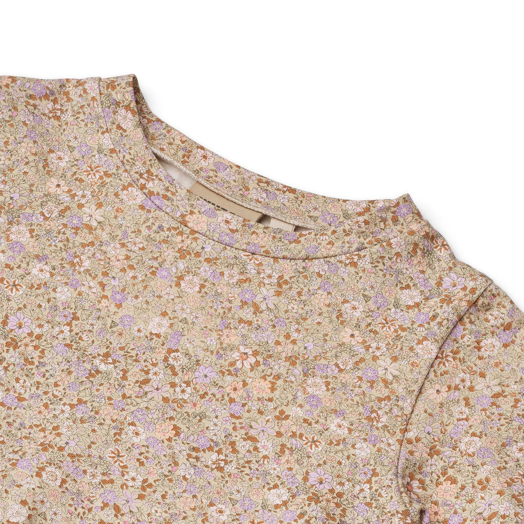 [Wheat] Jersey Dress Anna - Lilac Flower meadow