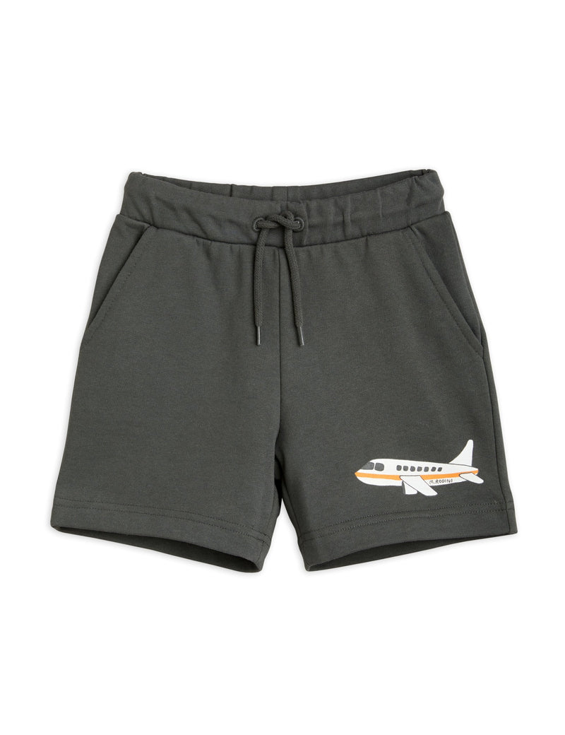 [Mini Rodini] Sweatshorts mit Flugzeugmotiv - Grau 