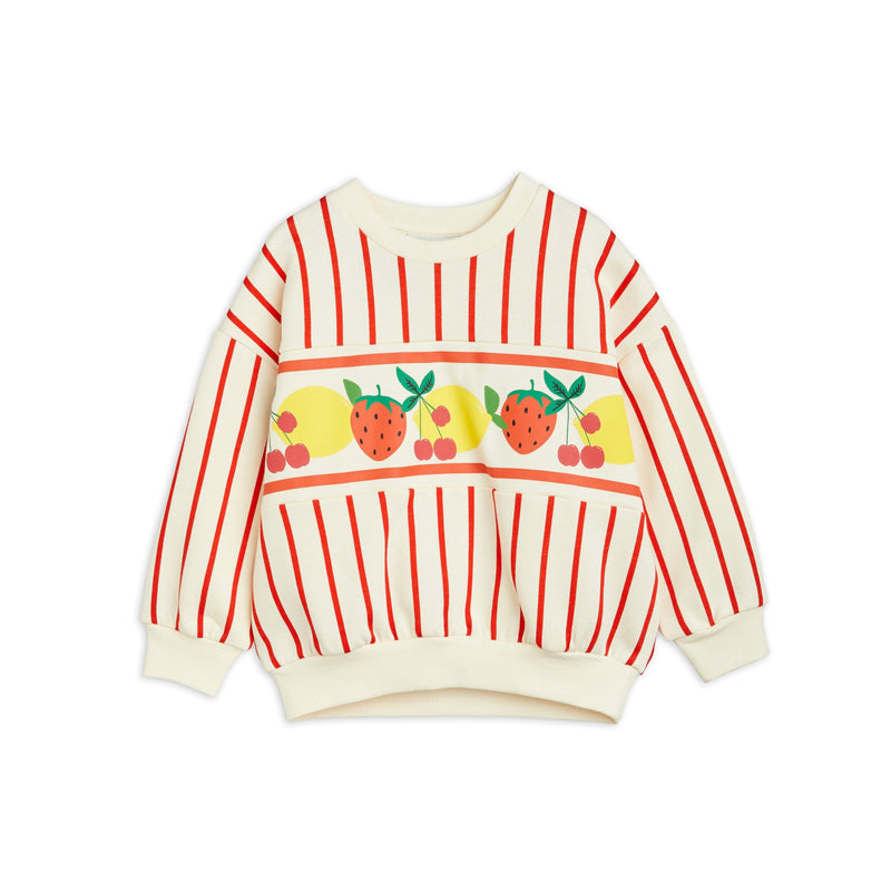 [Mini Rodini] Sweatshirt mit Streifen und Früchten-Rand, mehrfarbig