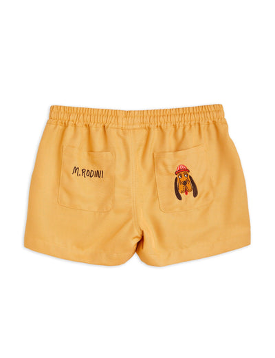 [Mini Rodini] Gewebte Shorts mit Bloodhound-Emblem