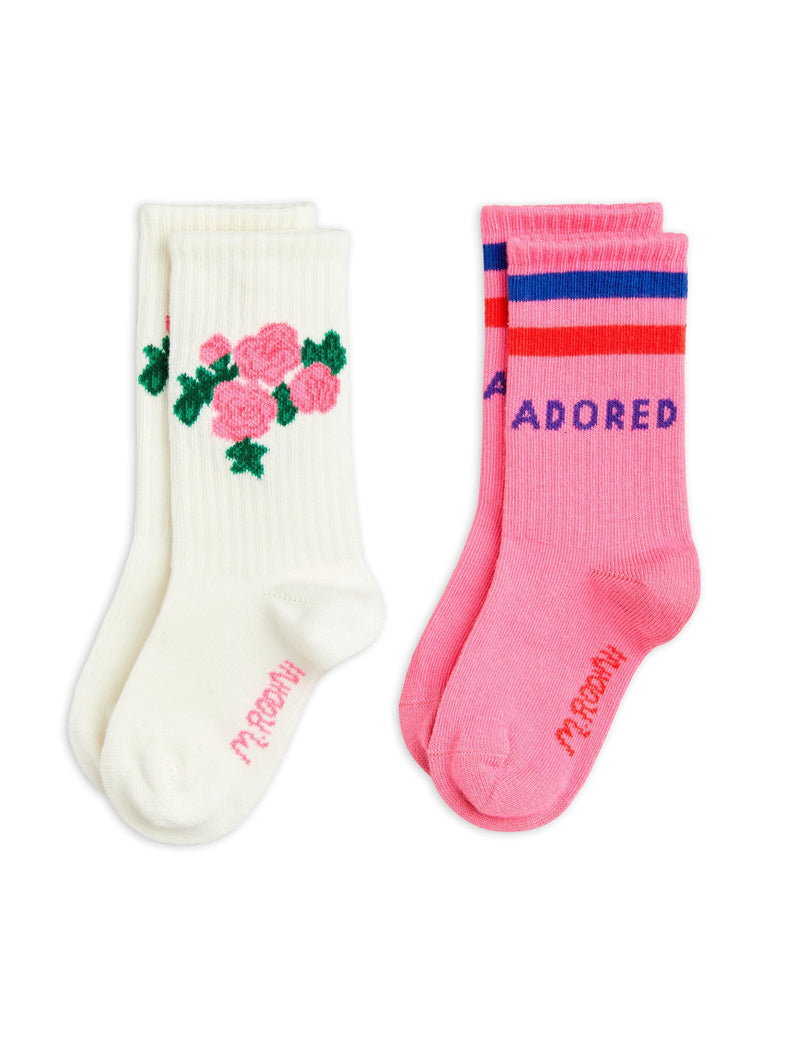 [Mini Rodini] Socken mit Rosenmotiv im 2er-Pack - Rosa