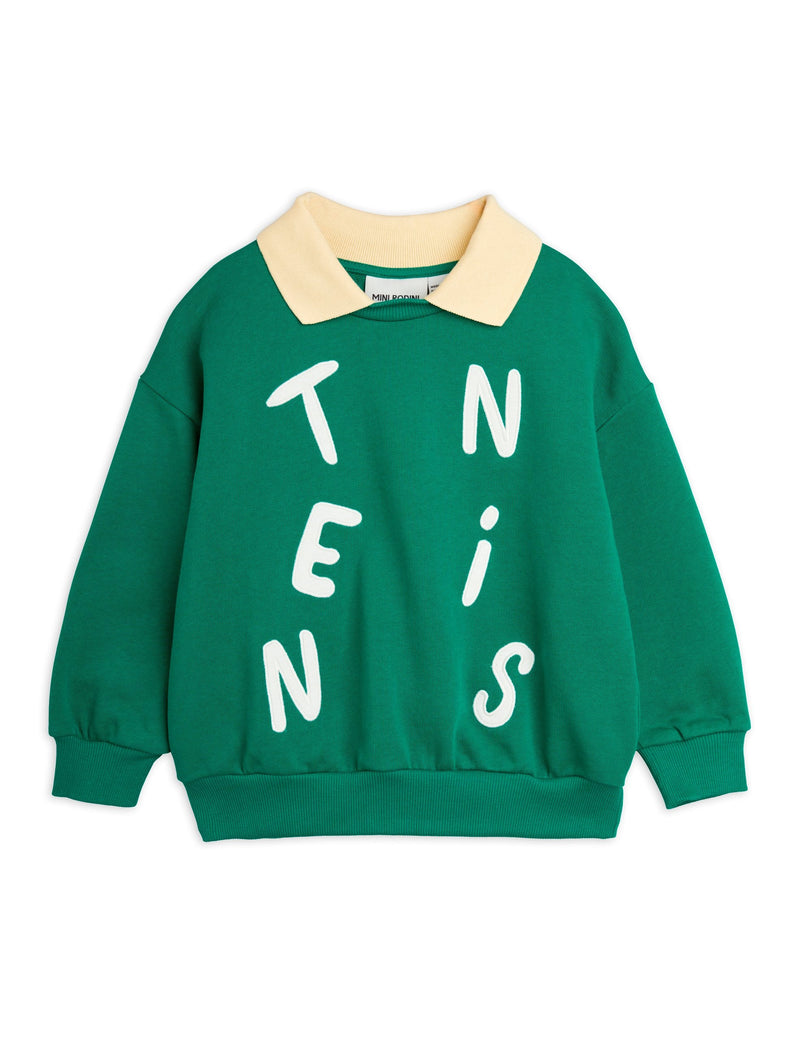 [Mini Rodini] Sweatshirt mit Kragen und Tennis-Applikation - Grün