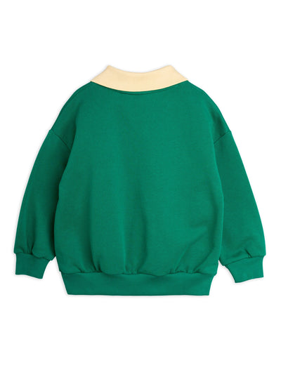 [Mini Rodini] Sweatshirt mit Kragen und Tennis-Applikation - Grün