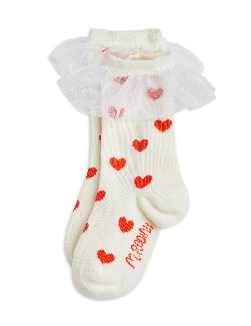 [Mini Rodini] Socken mit Rüschen und Herzen, 1er-Pack 