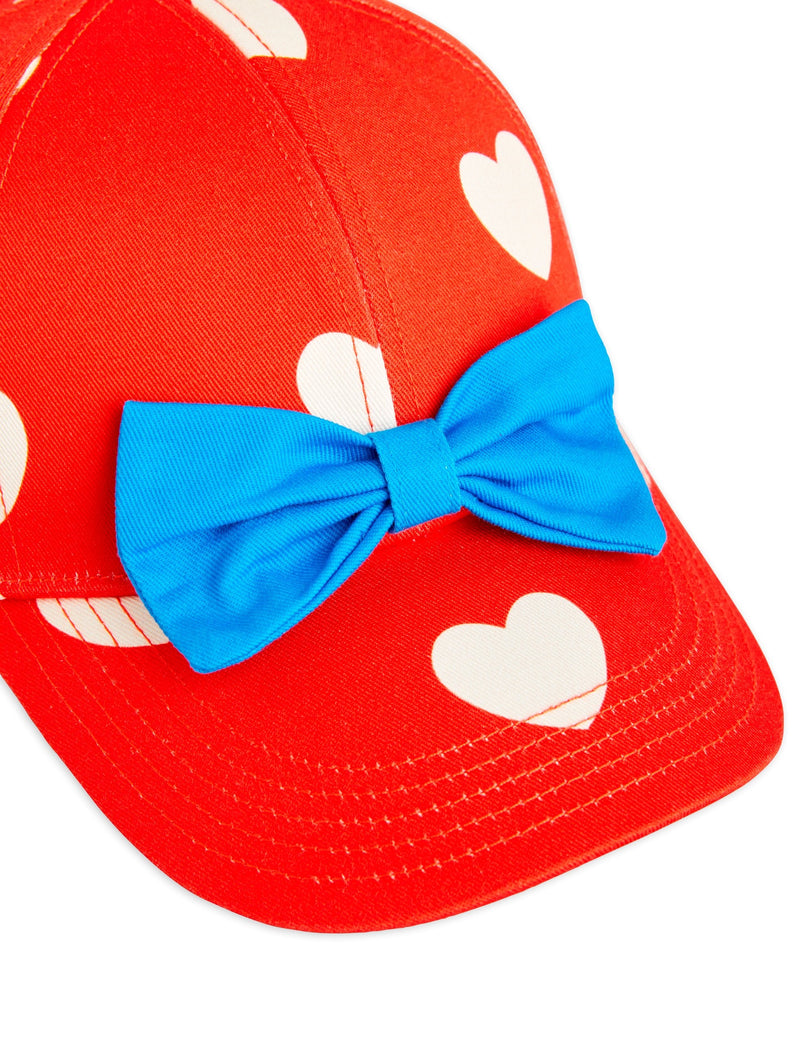 [Mini Rodini] Heart Aop Bow Cap -Red