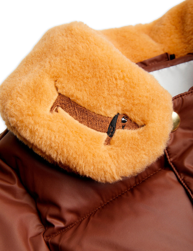 [Mini Rodini] Dog Emb Puffer Jacket - Brown