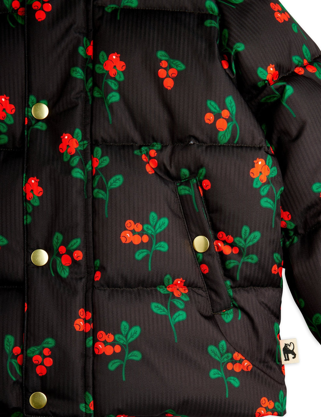 [Mini Rodini]Lingonberries aop hooded puffer - Black