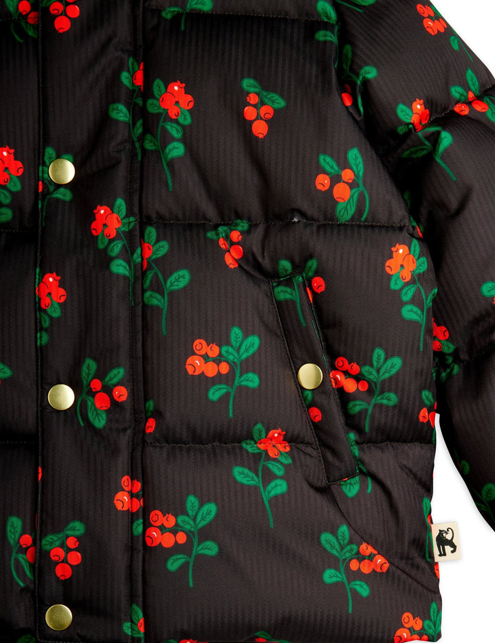 [Mini Rodini]Lingonberries aop hooded puffer - Black