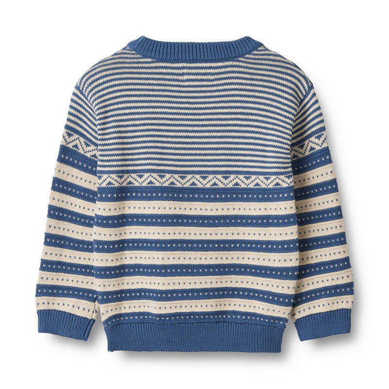 [Wheat] Knit Pullover Janus - Deep Ocean