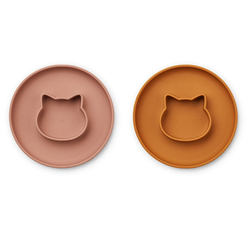 [Liewood] Gordon Plate 2-Pack - Cat Dark Rose / Mustard  mix