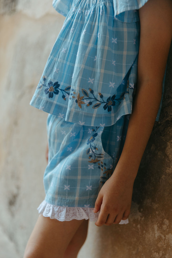 [Lali Kids] Tulip Set - Vintage Blue Plaid