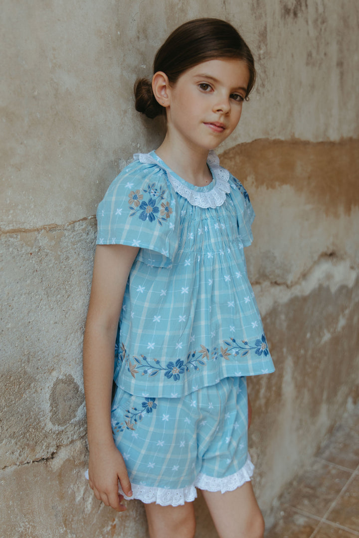 [Lali Kids] Tulip Set - Vintage Blue Plaid