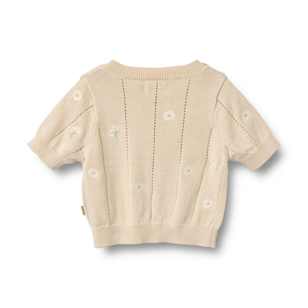 [Wheat]Knit Top S/S Malvina - Sandshell White Flowers