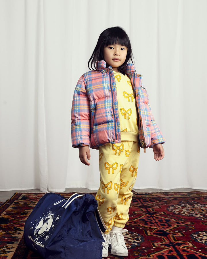 [Mini Rodini] Check Aop City Puffer Jacket - Pink