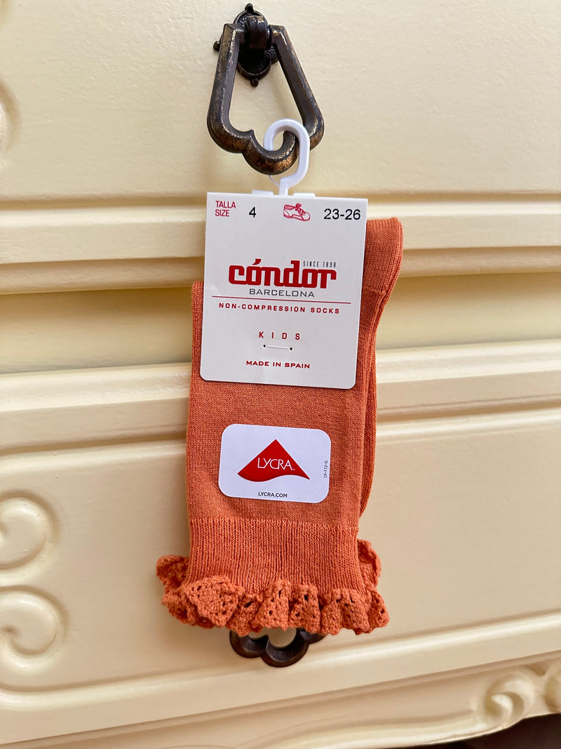 [Condor] Short Socks With Lace Edging Cuff - [636 Apricot]