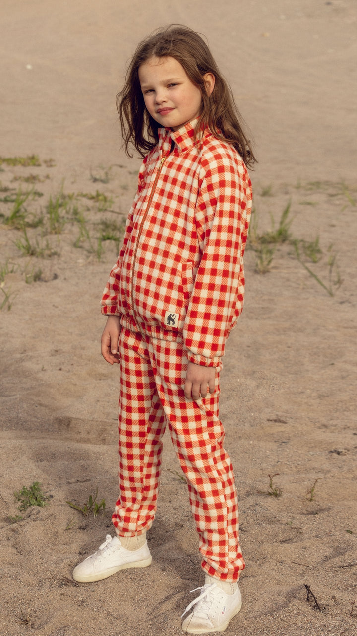 [Mini Rodini] Gingham Aop Fleece Trousers - Red
