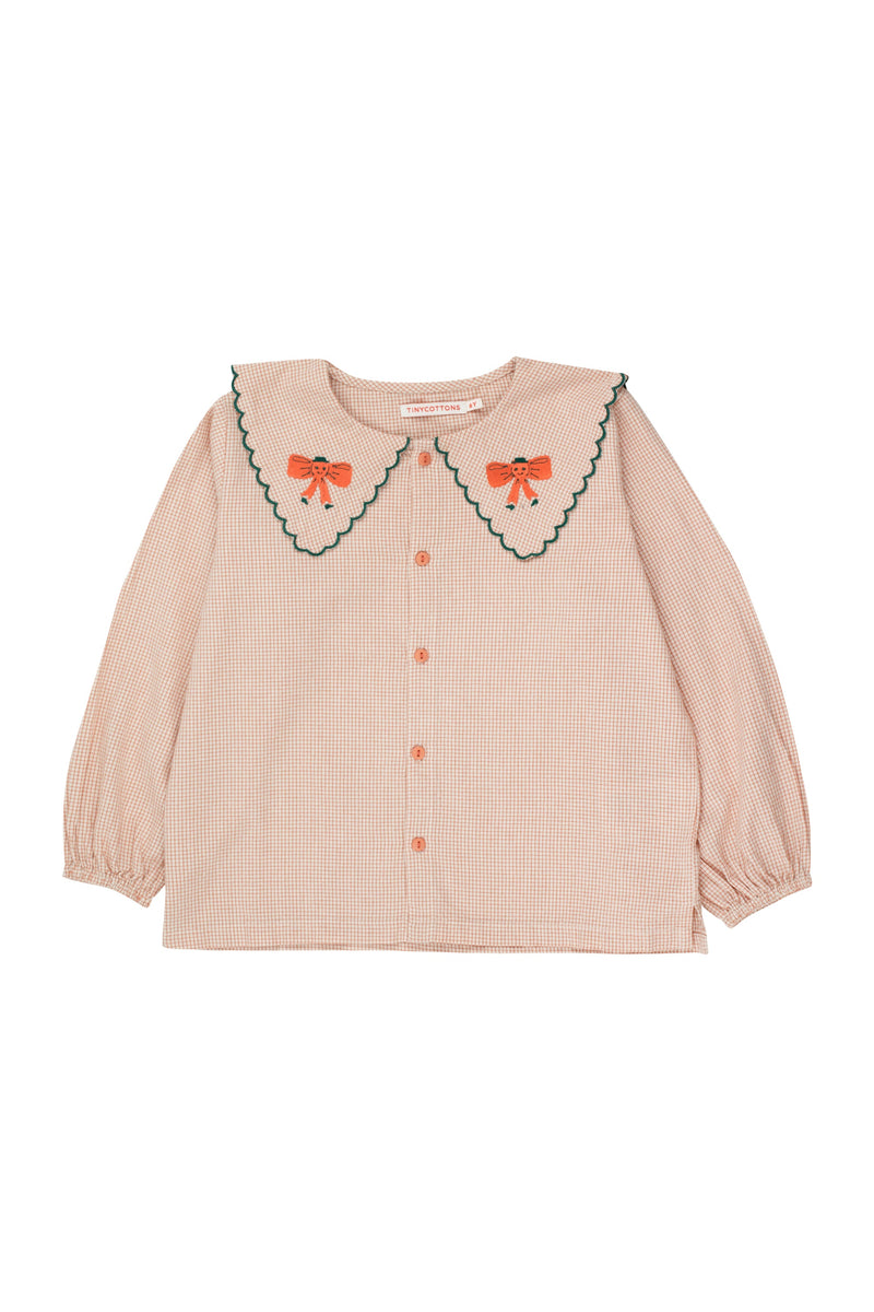 [TINY] BOW scalloped collar blouse / light rust/light cream