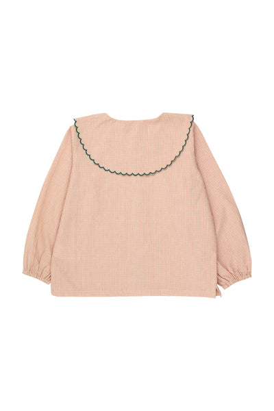 [TINY] BOW scalloped collar blouse / light rust/light cream