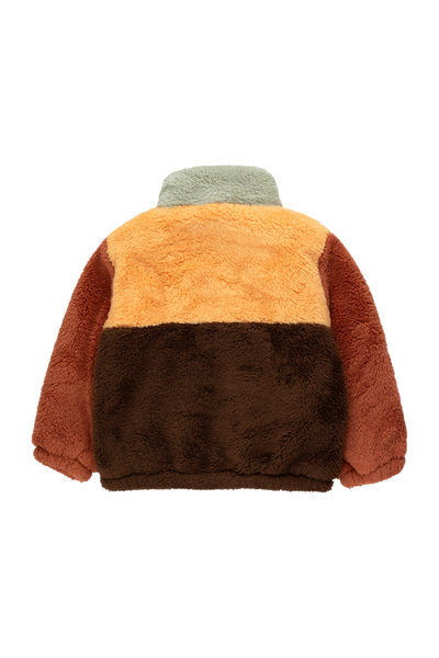 [TINY COTTONS] Color Block Polar Sherpa Jacket - Dark Brown/Soft