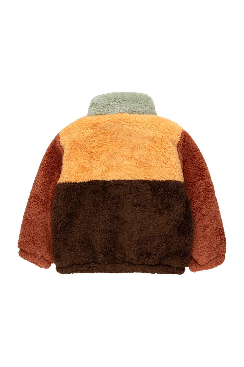 [TINY COTTONS] Color Block Polar Sherpa Jacket - Dark Brown/Soft