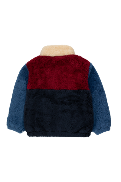 [TINY COTTONS] Color Block Polar Sherpa Jacket - Navy/Deep Red