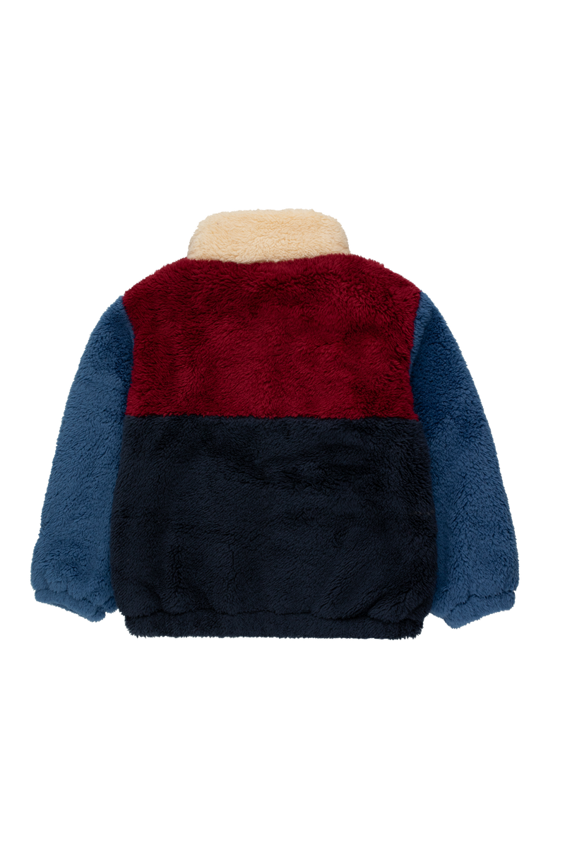 [TINY COTTONS] Polar Sherpa-Jacke mit Farbblock - Marineblau/Dunkelrot