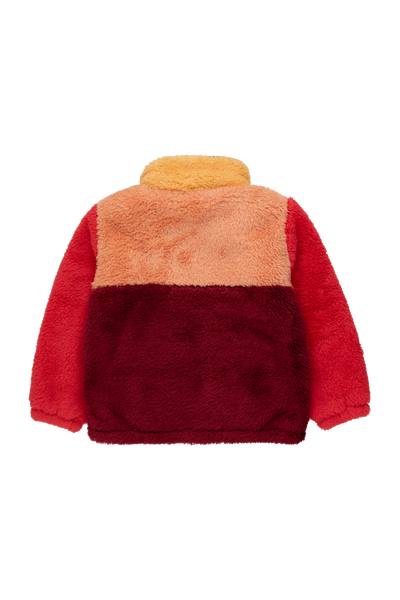 [TINY COTTONS] Color Block Polar Sherpa Jacket - Deep red / Peach