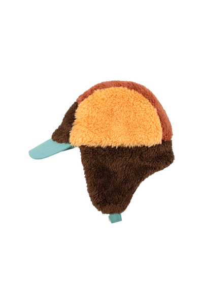 [TINY COTTONS] Color Block Polar Sherpa Cap - Dark Brown / Soft yellow