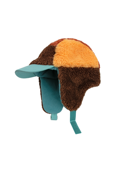 [TINY COTTONS] Color Block Polar Sherpa Cap - Dark Brown / Soft yellow