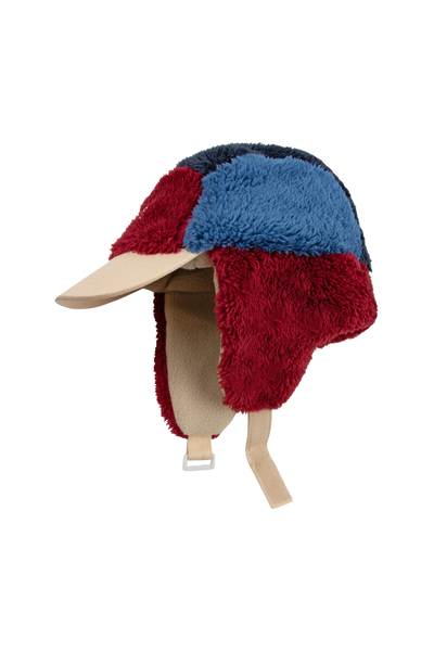 [TINY COTTONS] Polar Sherpa Cap mit Farbblock - Marineblau / Dunkelrot 