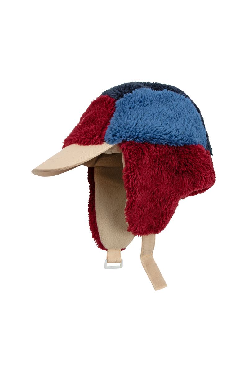 [TINY COTTONS] Color Block Polar Sherpa Cap - Navy / Deep Red