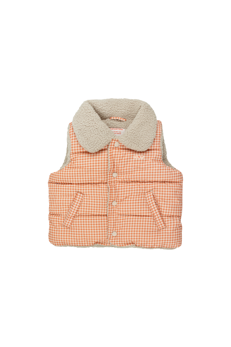 [TINY COTTONS] VICHY PADDED VEST - Light rust / Light Cream