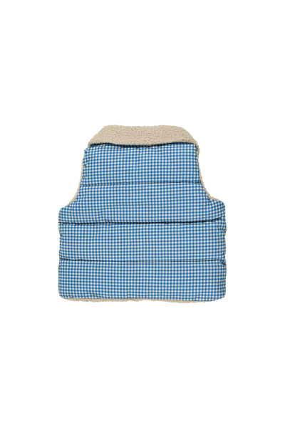 [TINY COTTONS] VICHY PADDED VEST - Blue/ light Cream