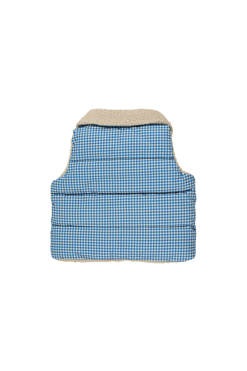 [TINY COTTONS] VICHY PADDED VEST - Blue/ light Cream