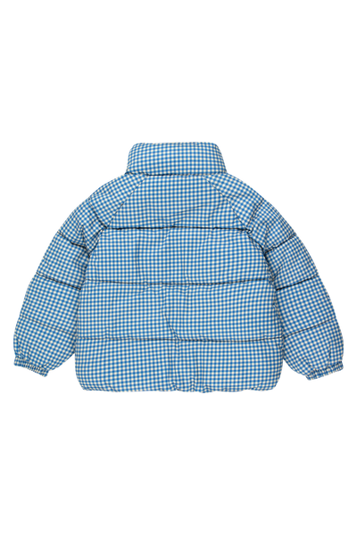 [TINY COTTONS] Kurze wattierte Vichy-Jacke - Blau / Hellcreme