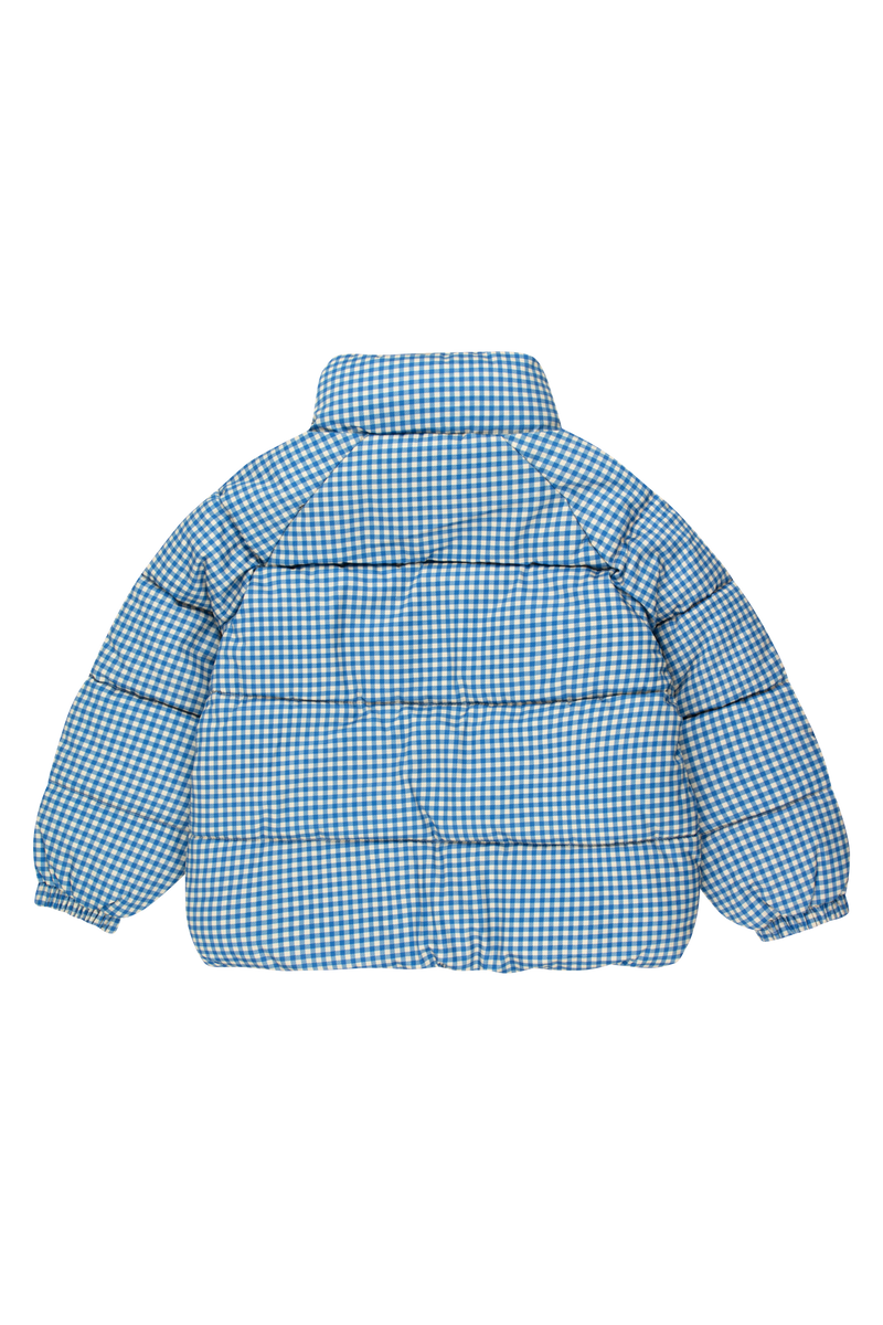 [TINY COTTONS] Kurze wattierte Vichy-Jacke - Blau / Hellcreme