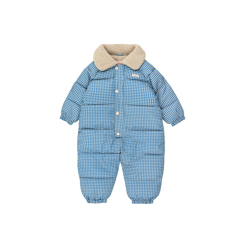 [TINY COTTONS] Gefütterter Overall mit Vichy-Muster - Blau / Hellcreme