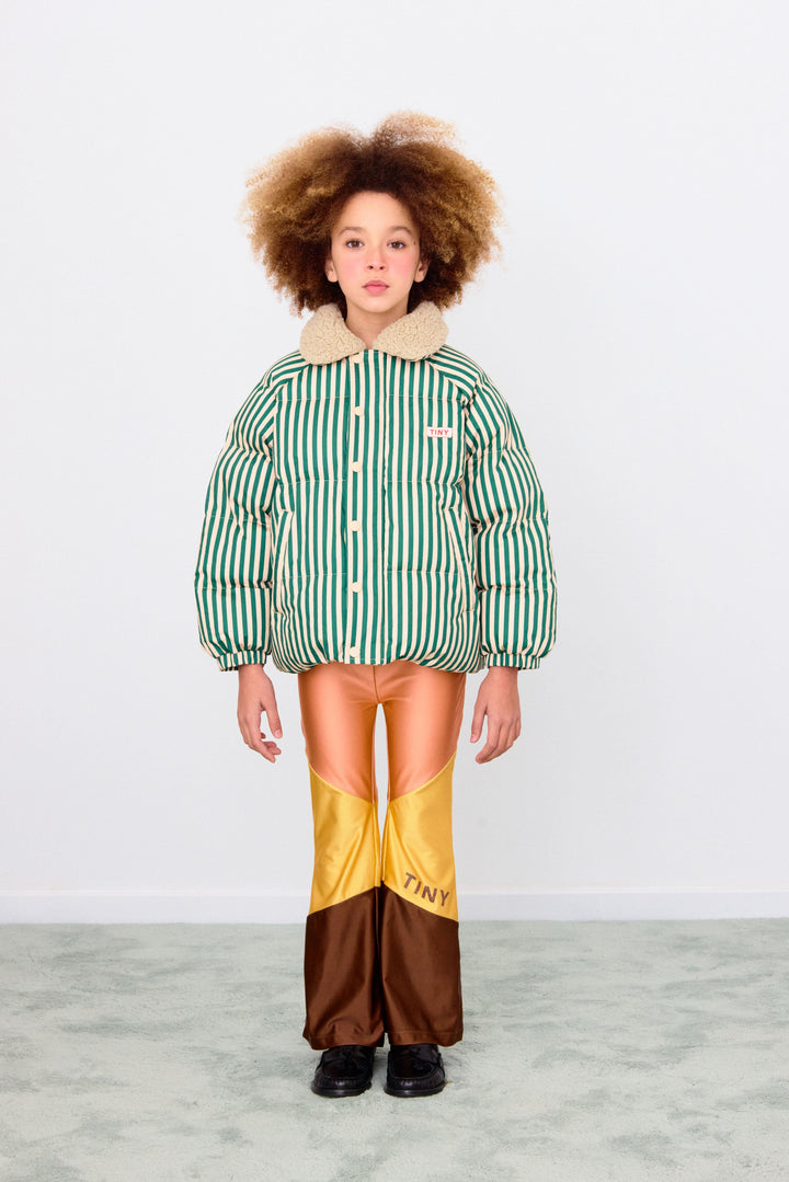 [TINYCOTTONS] Green Stripes Padded Jacket - Vanilla / Dark Green