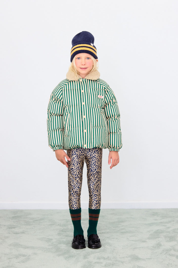 [TINYCOTTONS] Green Stripes Padded Jacket - Vanilla / Dark Green