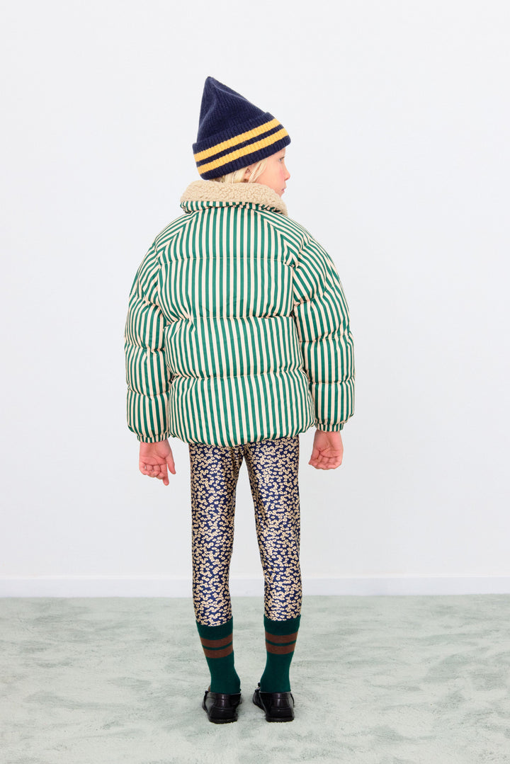[TINYCOTTONS] Green Stripes Padded Jacket - Vanilla / Dark Green